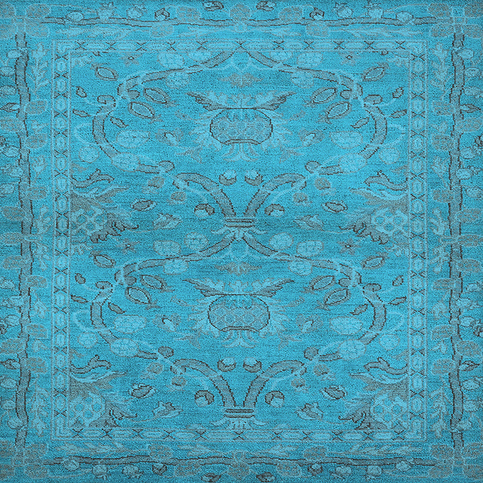 Square Machine Washable Oriental Light Blue Traditional Rug, wshurb993lblu