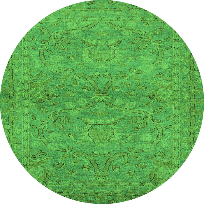 Round Oriental Green Traditional Rug, urb993grn