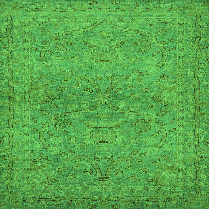 Square Machine Washable Oriental Green Traditional Area Rugs, wshurb993grn