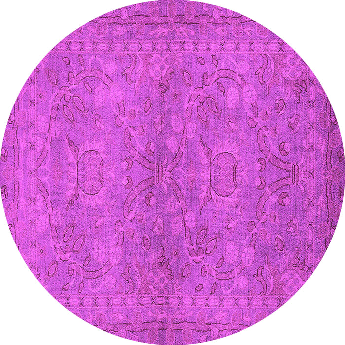 Round Machine Washable Oriental Pink Traditional Rug, wshurb993pnk
