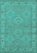 Machine Washable Oriental Turquoise Traditional Area Rugs, wshurb994turq