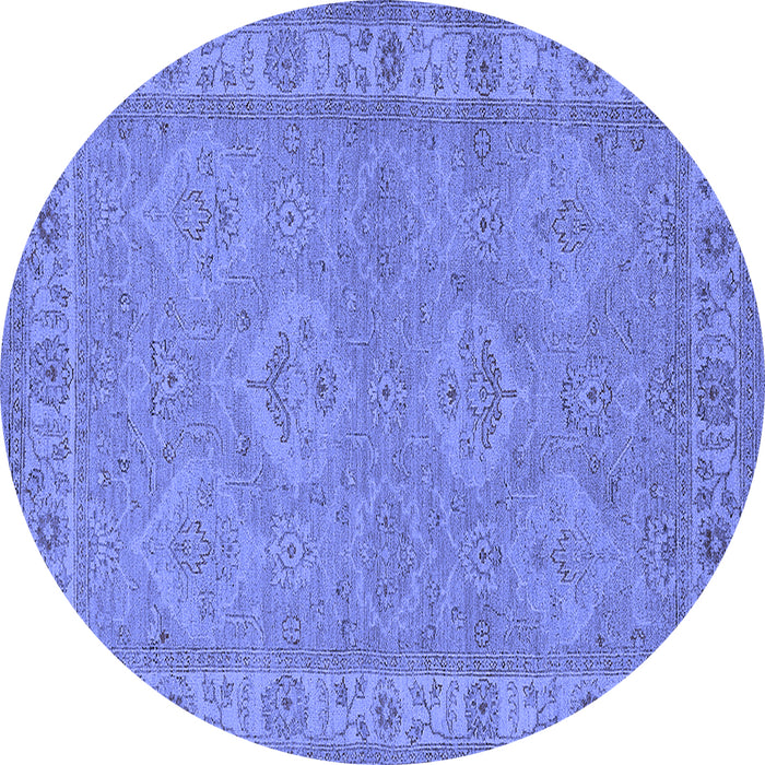 Round Oriental Blue Traditional Rug, urb994blu