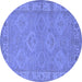 Round Oriental Blue Traditional Rug, urb994blu