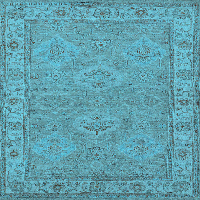 Square Machine Washable Oriental Light Blue Traditional Rug, wshurb994lblu