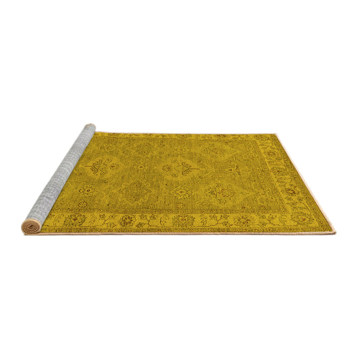 Sideview of Machine Washable Oriental Yellow Traditional Rug, wshurb994yw