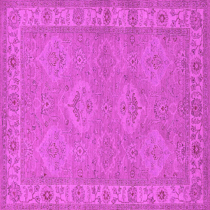 Square Machine Washable Oriental Pink Traditional Rug, wshurb994pnk