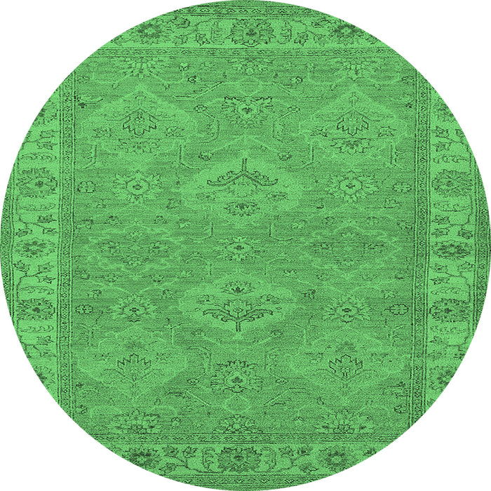 Round Oriental Emerald Green Traditional Rug, urb994emgrn