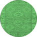 Round Oriental Emerald Green Traditional Rug, urb994emgrn