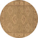 Round Oriental Brown Traditional Rug, urb994brn