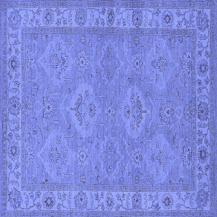 Square Machine Washable Oriental Blue Traditional Rug, wshurb994blu