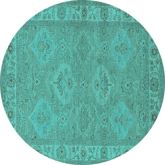 Round Oriental Turquoise Traditional Rug, urb994turq