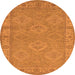 Round Machine Washable Oriental Orange Traditional Area Rugs, wshurb994org