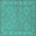 Square Oriental Turquoise Traditional Rug, urb994turq