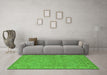 Machine Washable Oriental Green Traditional Area Rugs in a Living Room,, wshurb994grn