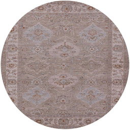 Round Mid-Century Modern Rose Purple Oriental Rug, urb994