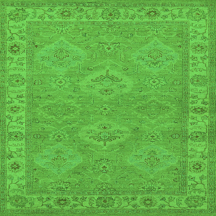 Square Oriental Green Traditional Rug, urb994grn