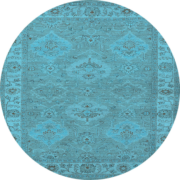 Round Oriental Light Blue Traditional Rug, urb994lblu