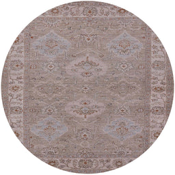 Round Machine Washable Industrial Modern Rose Dust Purple Rug, wshurb994