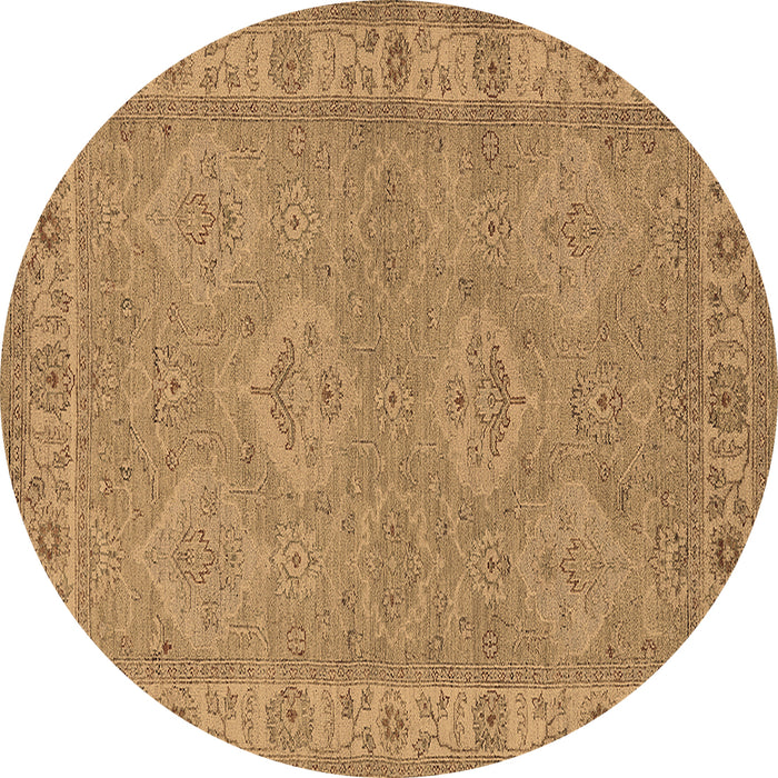 Round Machine Washable Oriental Brown Traditional Rug, wshurb994brn