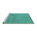 Sideview of Machine Washable Oriental Turquoise Traditional Area Rugs, wshurb994turq