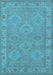 Machine Washable Oriental Light Blue Traditional Rug, wshurb994lblu
