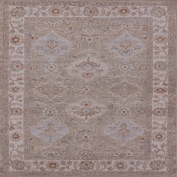 Square Mid-Century Modern Rose Purple Oriental Rug, urb994