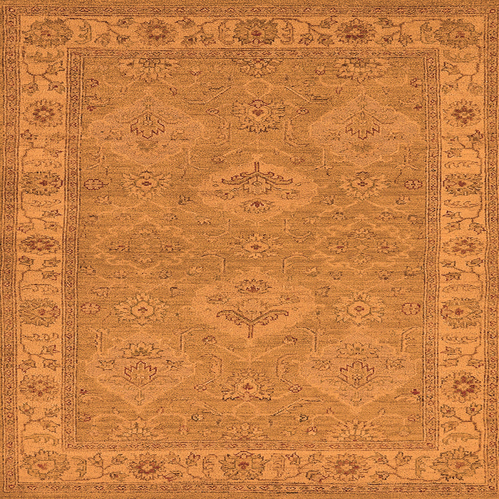 Square Oriental Orange Traditional Rug, urb994org