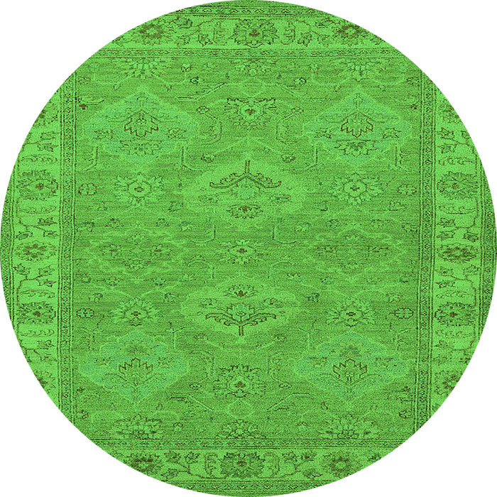 Round Machine Washable Oriental Green Traditional Area Rugs, wshurb994grn