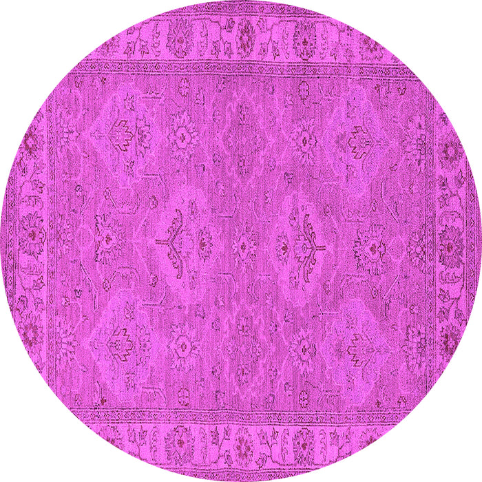 Round Machine Washable Oriental Pink Traditional Rug, wshurb994pnk