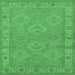 Square Oriental Emerald Green Traditional Rug, urb994emgrn