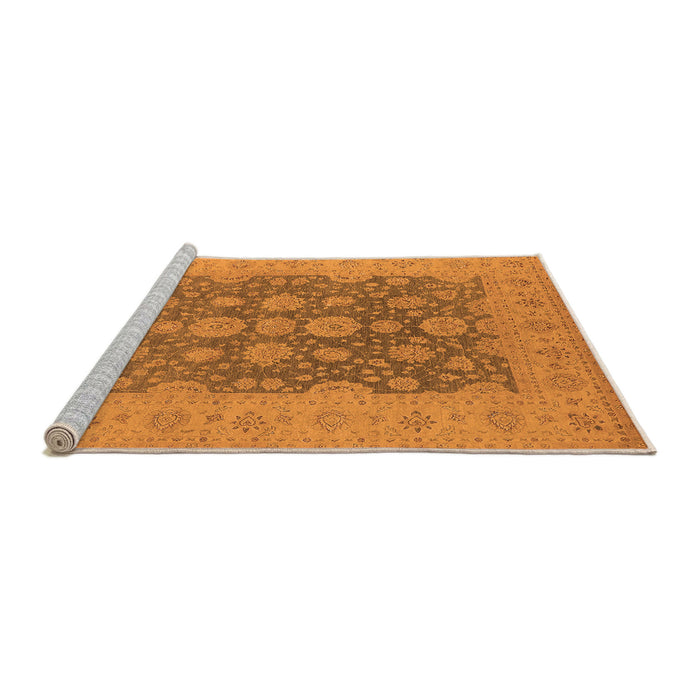 Sideview of Machine Washable Oriental Orange Traditional Area Rugs, wshurb995org