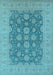 Machine Washable Oriental Light Blue Traditional Rug, wshurb995lblu