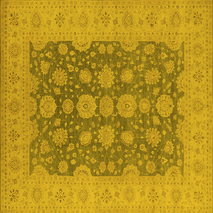 Square Machine Washable Oriental Yellow Traditional Rug, wshurb995yw