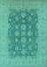 Machine Washable Oriental Turquoise Traditional Area Rugs, wshurb995turq