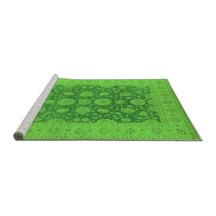 Sideview of Machine Washable Oriental Green Traditional Area Rugs, wshurb995grn