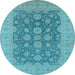 Round Oriental Light Blue Traditional Rug, urb995lblu