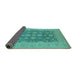 Sideview of Oriental Turquoise Traditional Rug, urb995turq