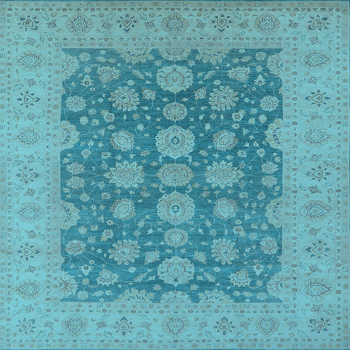 Square Machine Washable Oriental Light Blue Traditional Rug, wshurb995lblu