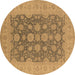 Round Oriental Brown Traditional Rug, urb995brn