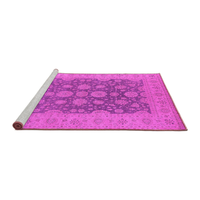 Sideview of Machine Washable Oriental Pink Traditional Rug, wshurb995pnk