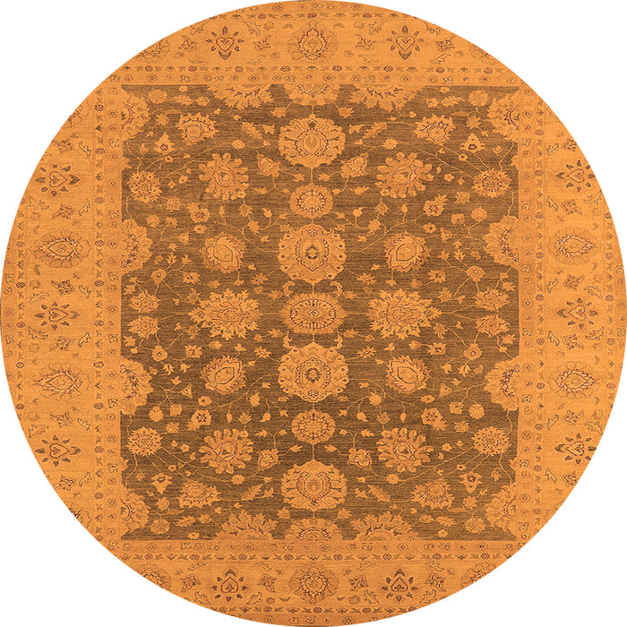 Round Machine Washable Oriental Orange Traditional Area Rugs, wshurb995org