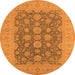 Round Machine Washable Oriental Orange Traditional Area Rugs, wshurb995org