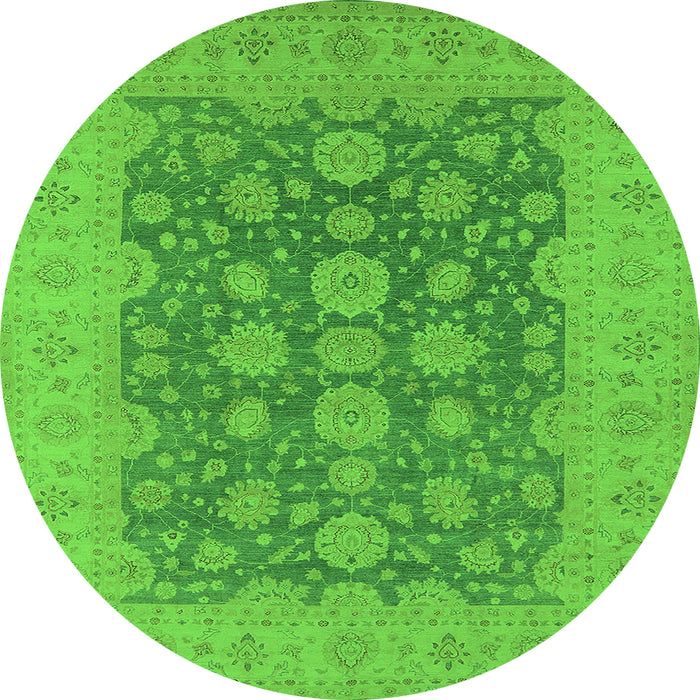 Round Oriental Green Traditional Rug, urb995grn