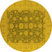 Round Oriental Yellow Traditional Rug, urb995yw