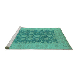 Sideview of Machine Washable Oriental Turquoise Traditional Area Rugs, wshurb995turq