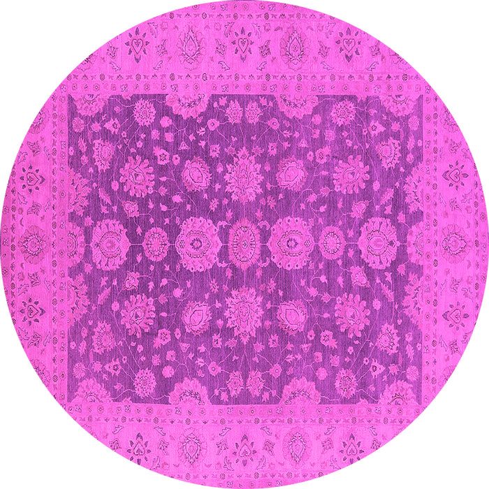 Round Machine Washable Oriental Pink Traditional Rug, wshurb995pnk