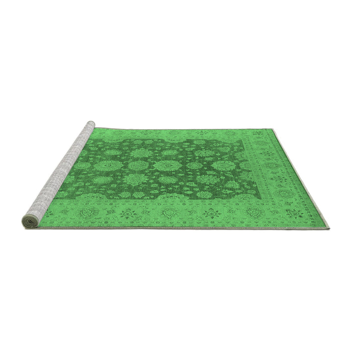 Sideview of Machine Washable Oriental Emerald Green Traditional Area Rugs, wshurb995emgrn