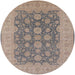 Round Mid-Century Modern Rose Purple Oriental Rug, urb995