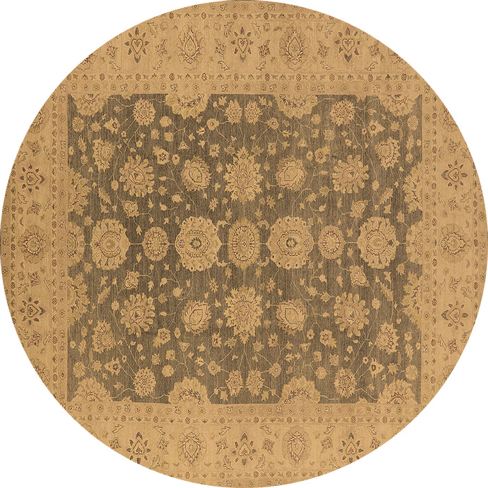 Round Machine Washable Oriental Brown Traditional Rug, wshurb995brn