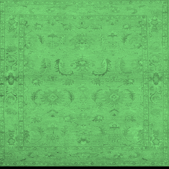 Square Machine Washable Oriental Emerald Green Traditional Area Rugs, wshurb996emgrn